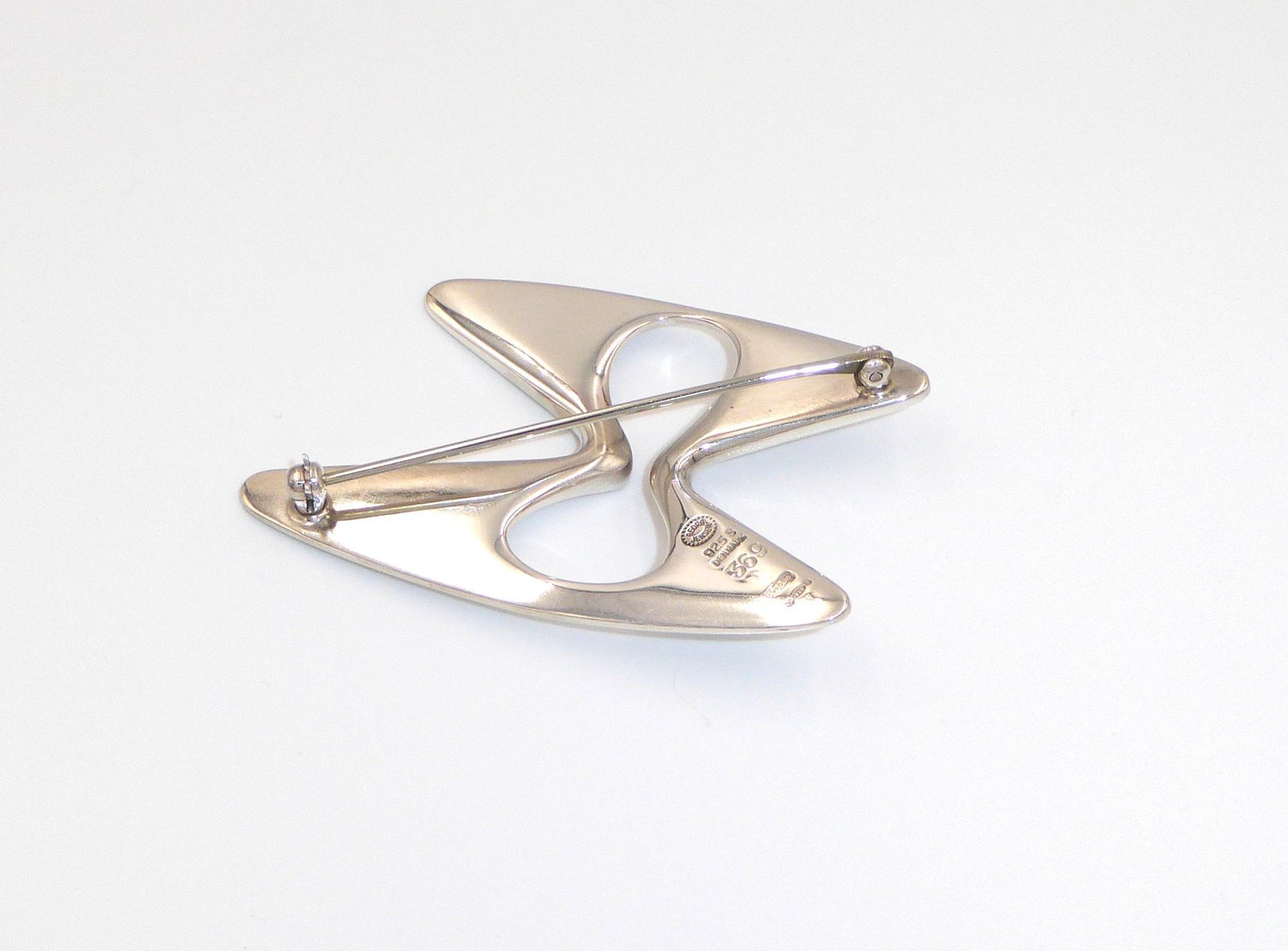 Modernist silver brooch by Georg Jensen, 1972, designed by Henning